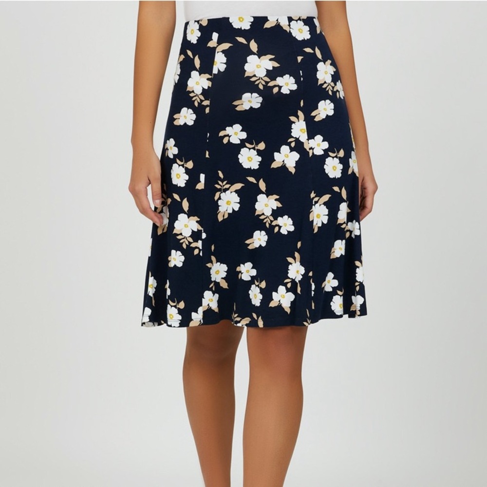 Plus size Flared Floral Midi Skirt